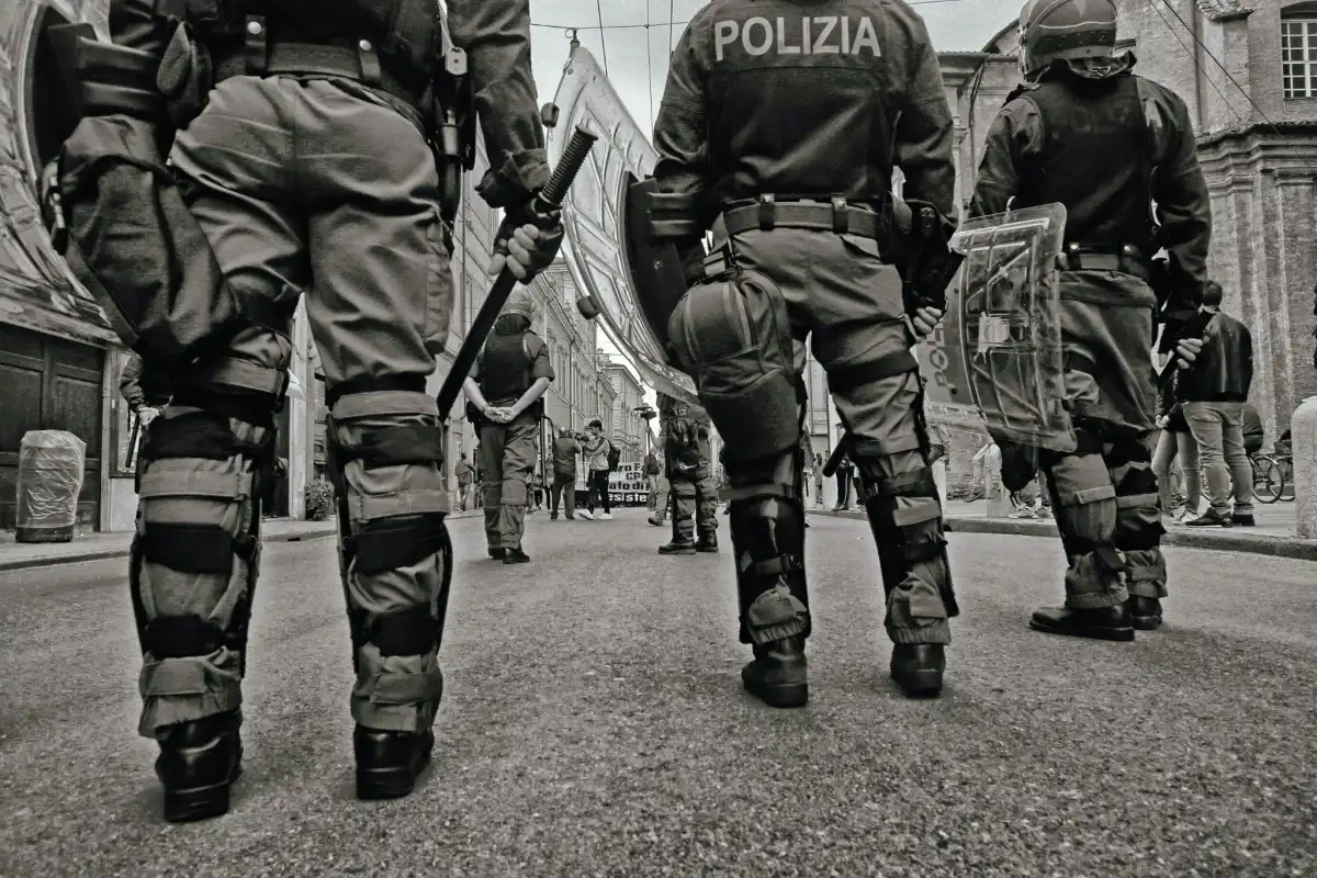 Police in protest