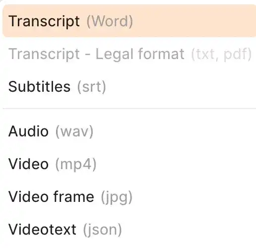 export options in Reduct