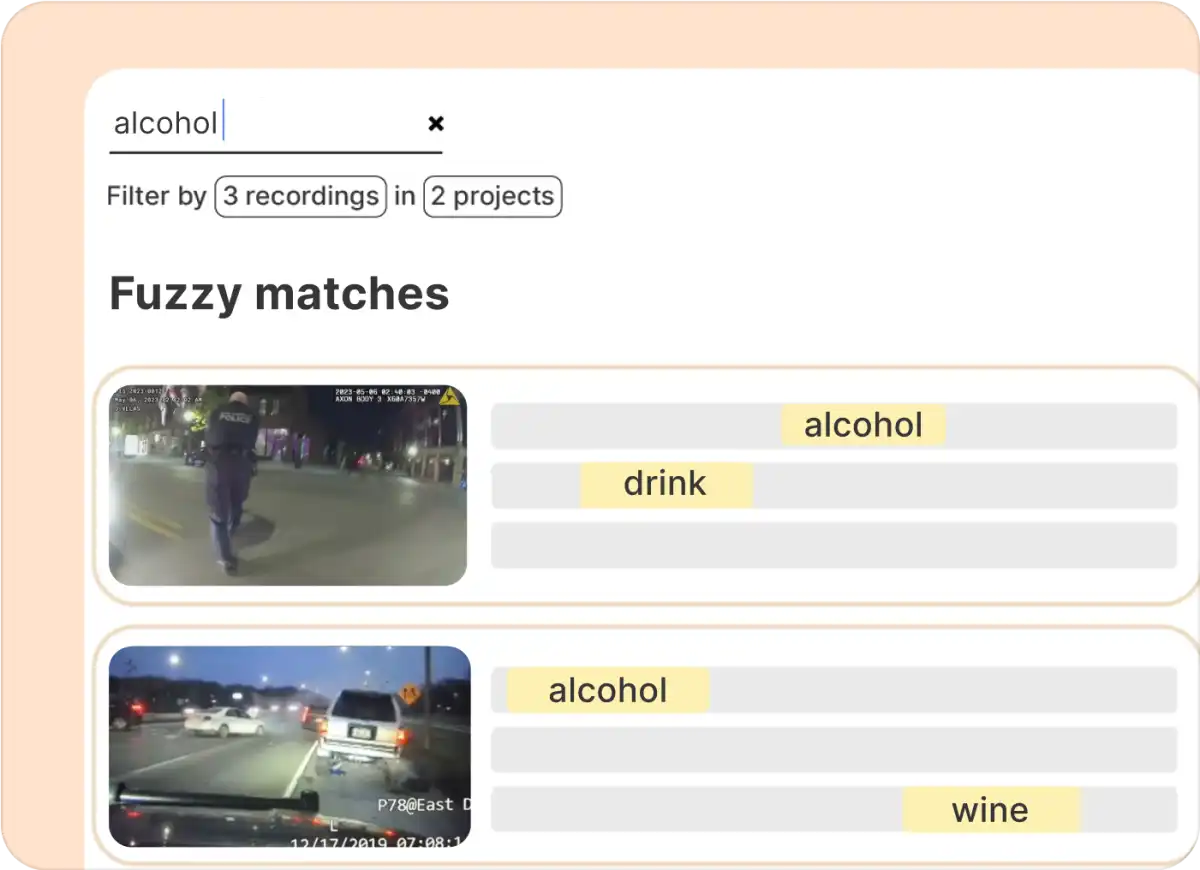 Screenshot of Reduct's fuzzy search results.