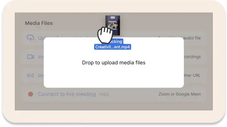 Screenshot of the first step to uploading your Zoom recording to Reduct.