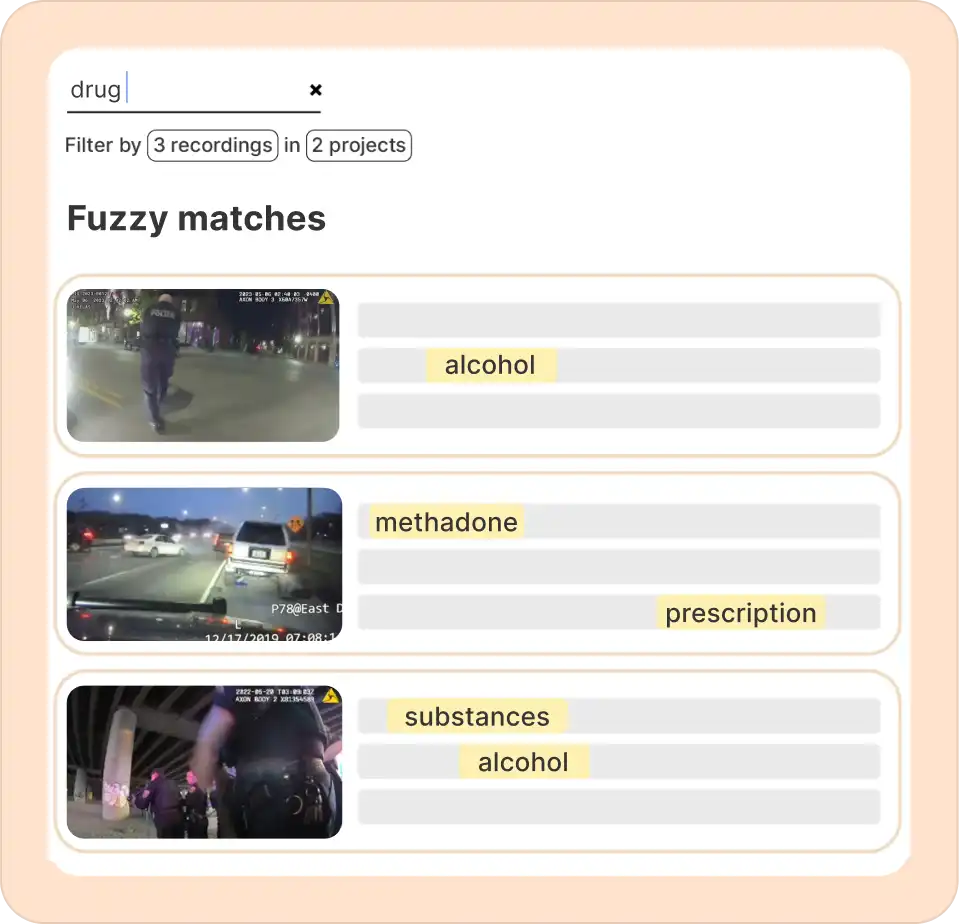 Screenshot of Reduct's fuzzy search results.