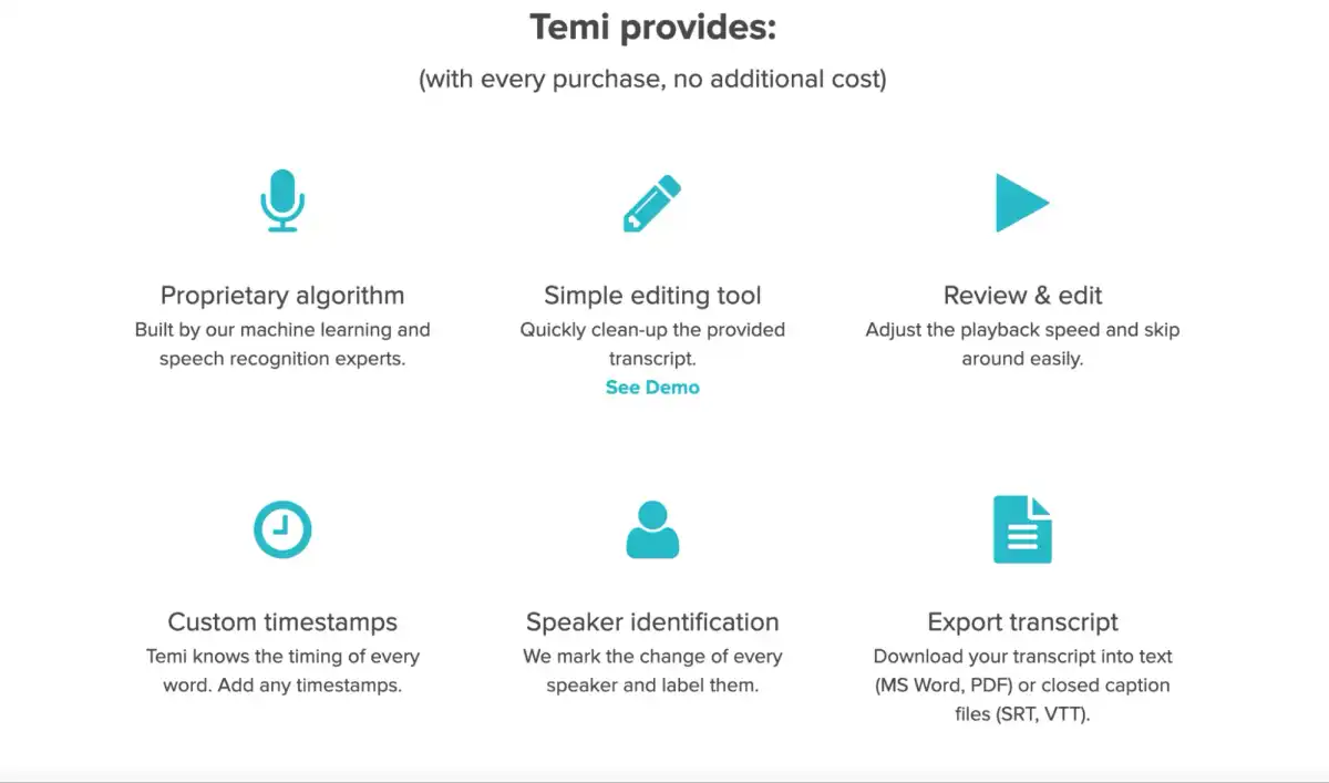 features UI of Temi" title="features UI of Temi