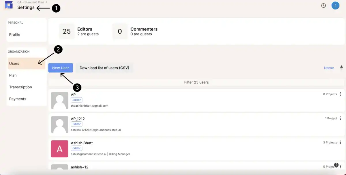 Screenshot of steps to invite a new user to your project with Reduct. 