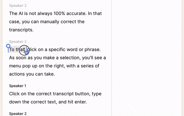 Gif about a demo of correction transcripts