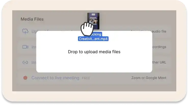 UI for dropping the video in Reduct