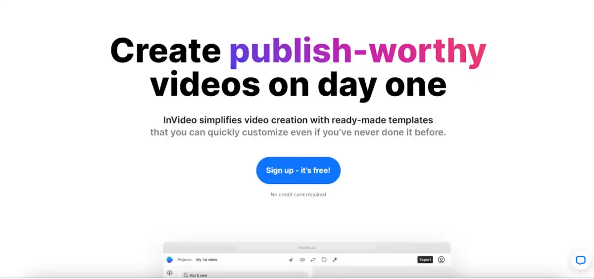 InVideo landing page