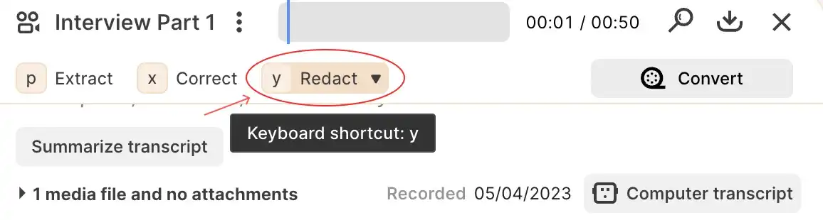 Screenshot of Reduct's redaction feature 