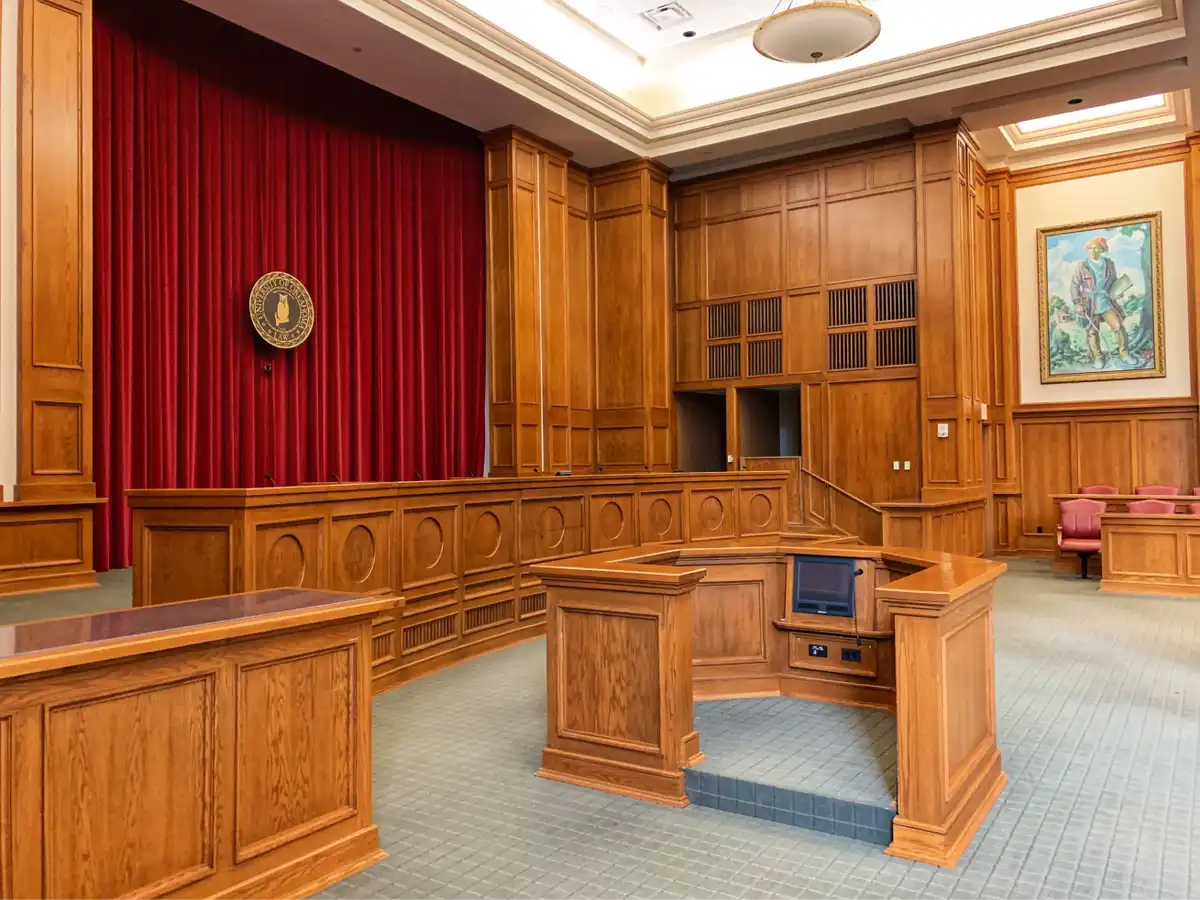 Wooden courtroom image