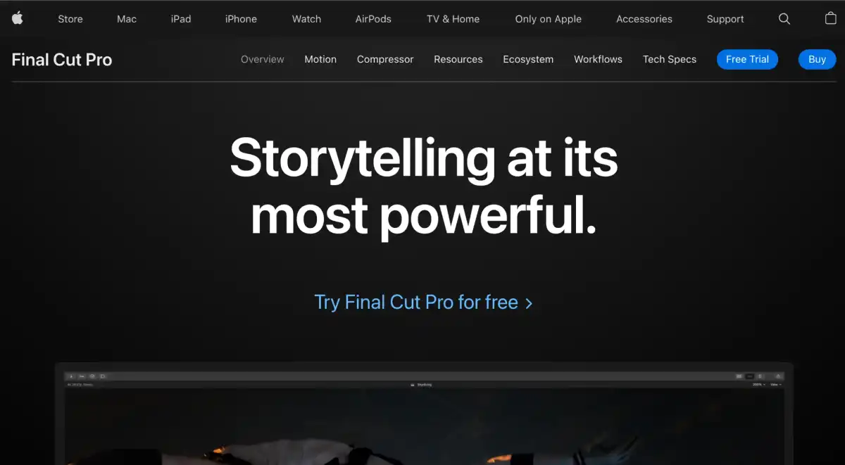 Final Cut landing page