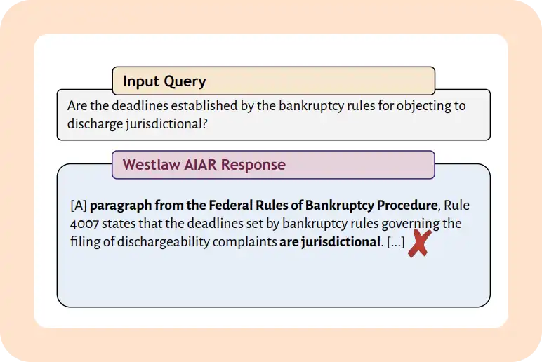 Example of hallucinated response by Westlaw's AI-Assisted research product