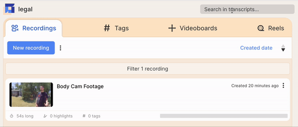 Gif showing the search feature of Reduct