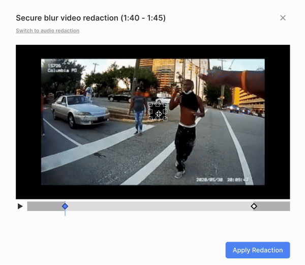 Gif showing how to apply redaction