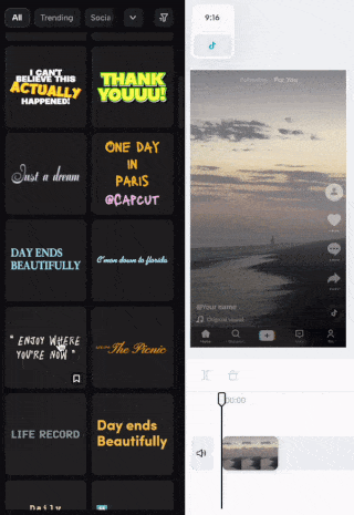 Adding text in a video on Capcut